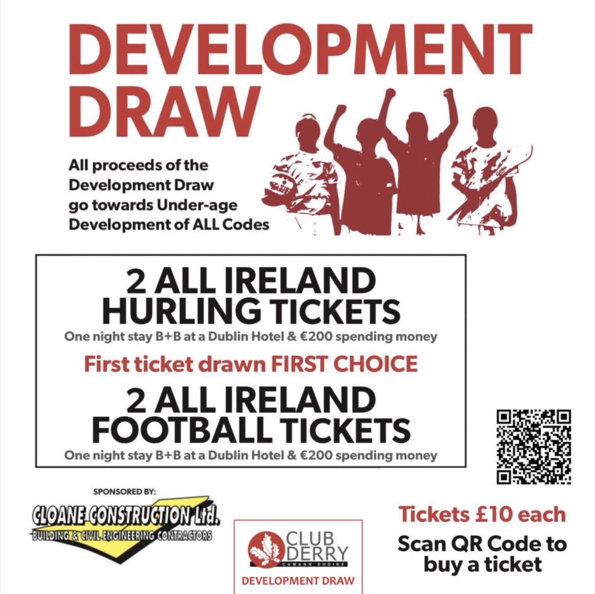 🎟️🇦🇹 𝗖𝗟𝗨𝗕 𝗗𝗘𝗥𝗥𝗬 𝗗𝗘𝗩𝗘𝗟𝗢𝗣𝗠𝗘𝗡𝗧

On Sunday Derry minor footballers compete in the Ulster MFC final vs. Armagh.  The tireless work of 𝗖𝗹𝘂𝗯 𝗗𝗲𝗿𝗿𝘆 has played a massive part in the development our underage teams.  

After the Minor &amp; U20 hurlers both achieved
