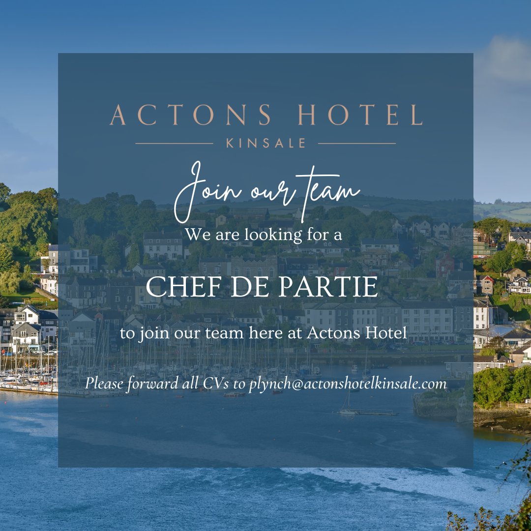 We are hiring! 👨‍🍳👩‍🍳

If this position is of interest to you, don't hesitate to email your CV to plynch@actonshotelkinsale.com

#kinsalejobs #kinsale #jobfairy