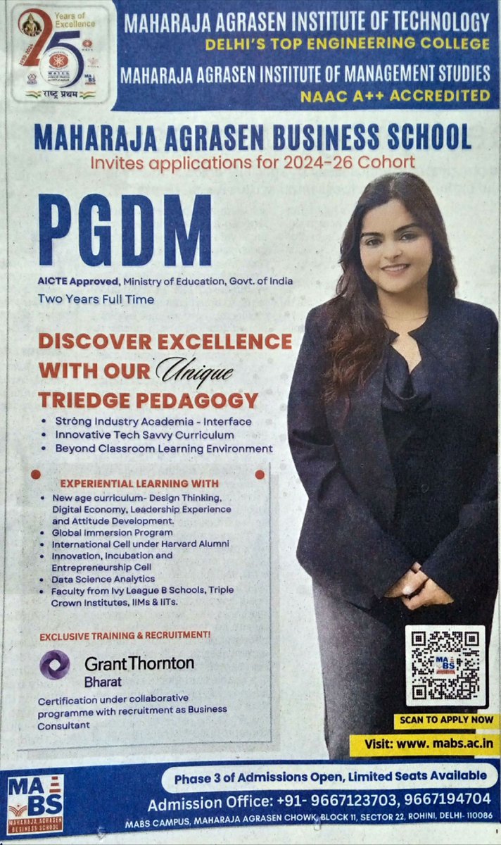 mabsdelhi's tweet photo. You still have a chance to join MABS. Hurry and apply for Phase 3 admissions. We are left with limited seats only!
Click Here to apply Now: https://t.co/CLC08XbyIl
#mabsdelhi #maharajaagrasenbusinessschool #PGDMAdmissions #PGDM #AdmissionsOpen #cat #mat2024 #cmat2024 #cat2024 https://t.co/hWXTRGqBND