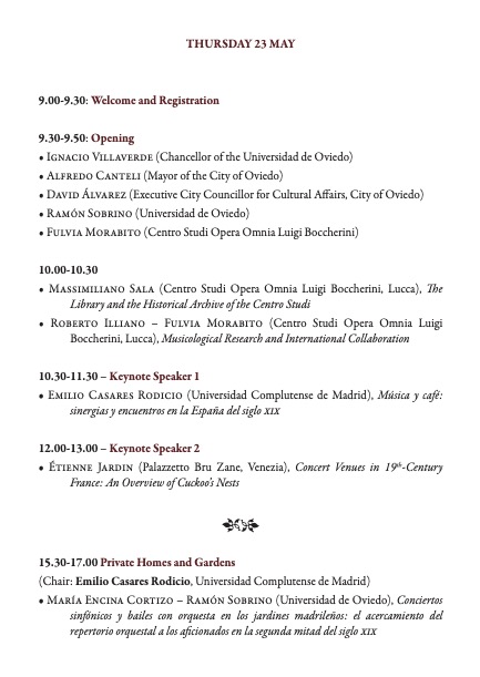Mañana 23-05-2024, 9:30 h. inauguración congreso «Outside the Theatre: Music in Unconventional Venues of Nineteenth-Century Europe». 
Edificio Histórico <a href="/uniovi_info/">Universidad Oviedo</a> #CentroStudiOperaOmnia #LuigiBoccherini 
<a href="/robillia66/">Roberto Illiano</a> #FulviaMorabito #MassimilianoSala
<a href="/mar_corti/">María Encina Cortizo</a> <a href="/musicologyspain/">SEdeM. Musicología</a>