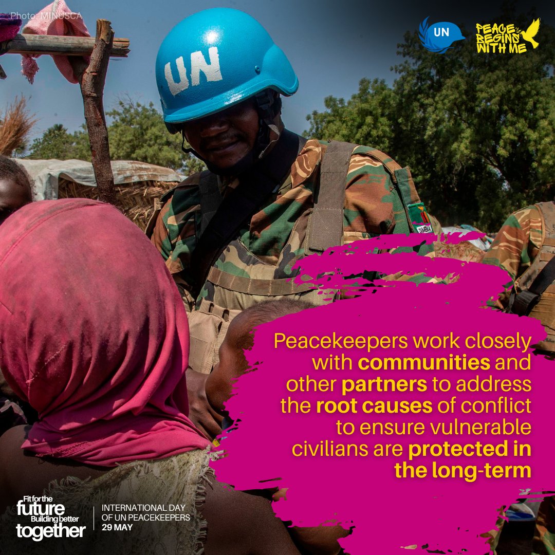 Civilians are increasingly targeted in conflicts. @UN Peacekeepers help protect them in different ways:
🔹 Physical protection 
🔹 Dialogue and engagement
🔹 Creating a protective environment 

More on our work 👉 bit.ly/PKwork

#PKDay #PeaceBegins #POCWEEK2024