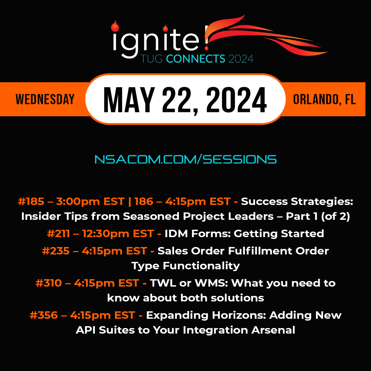 NSAComputerExch's tweet image. We’re fired up for the first BIG day at TUG CONNECTS 2024 : ignite! Plan your afternoon with us. Which session(s) are you attending today?

Tell us in the comments. 

#TC24 #InforDistribution #Infor #NSAProfessionalServices #NSAComputerExchange #NSAatTug #TUGConnects