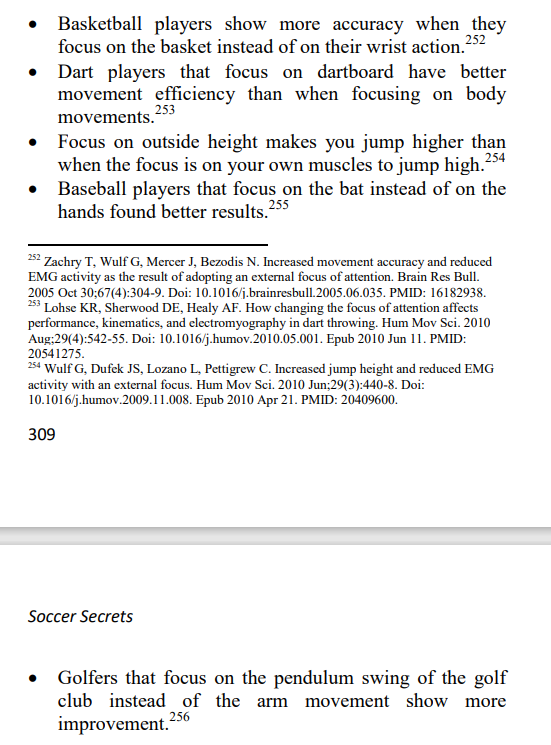 I have been a soccer coach for many years and wrote a book about soccer.

One of the main topics in the book is the focus on how to teach and instruct

most coaches focus on detailed internal focus (foot position, body posture etc) while external focus is favored for learned