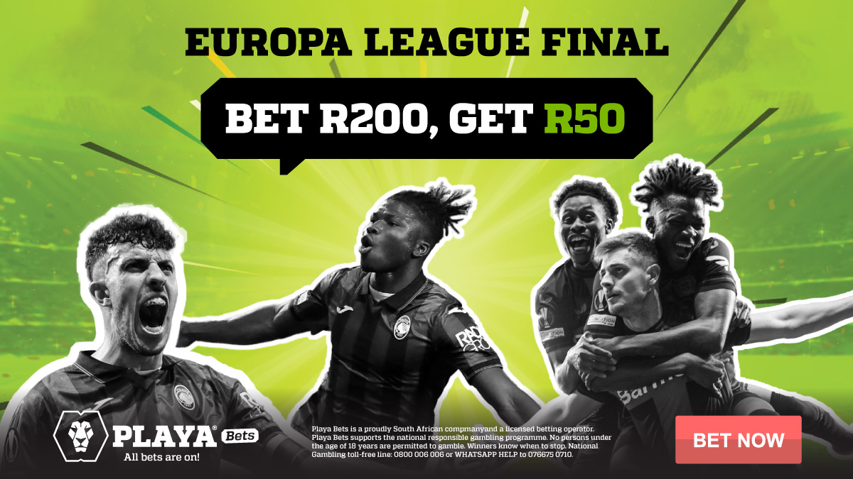 The Europa League final is here! ⚽🔥 Don't miss out on our special offer for the big game 🤩 Place a bet of R200 on today's match and get a R50 Free Bet ✅ Play Now: playabets.click/o/r8rslU Ts and Cs Apply.