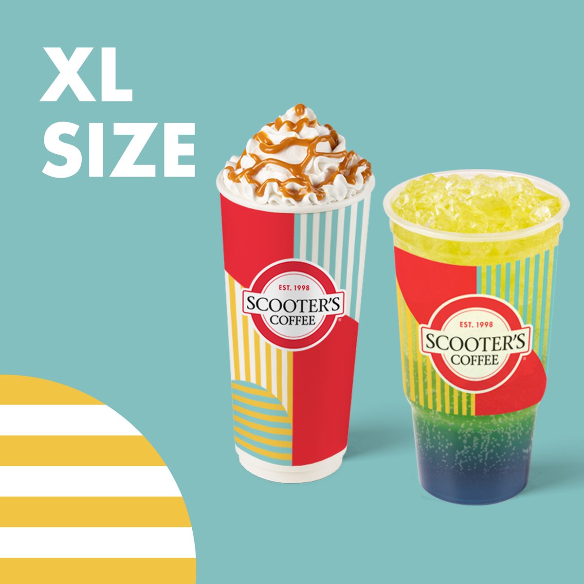 This is BIG!!! 🤩 Our NEW XL Cups, A.K.A The Super Scooter, is here! Enjoy your favorite Scooter's Coffee drinks - hot or cold - even more than ever before ❤️ #scooterscoffee #superscooter #scootonaround