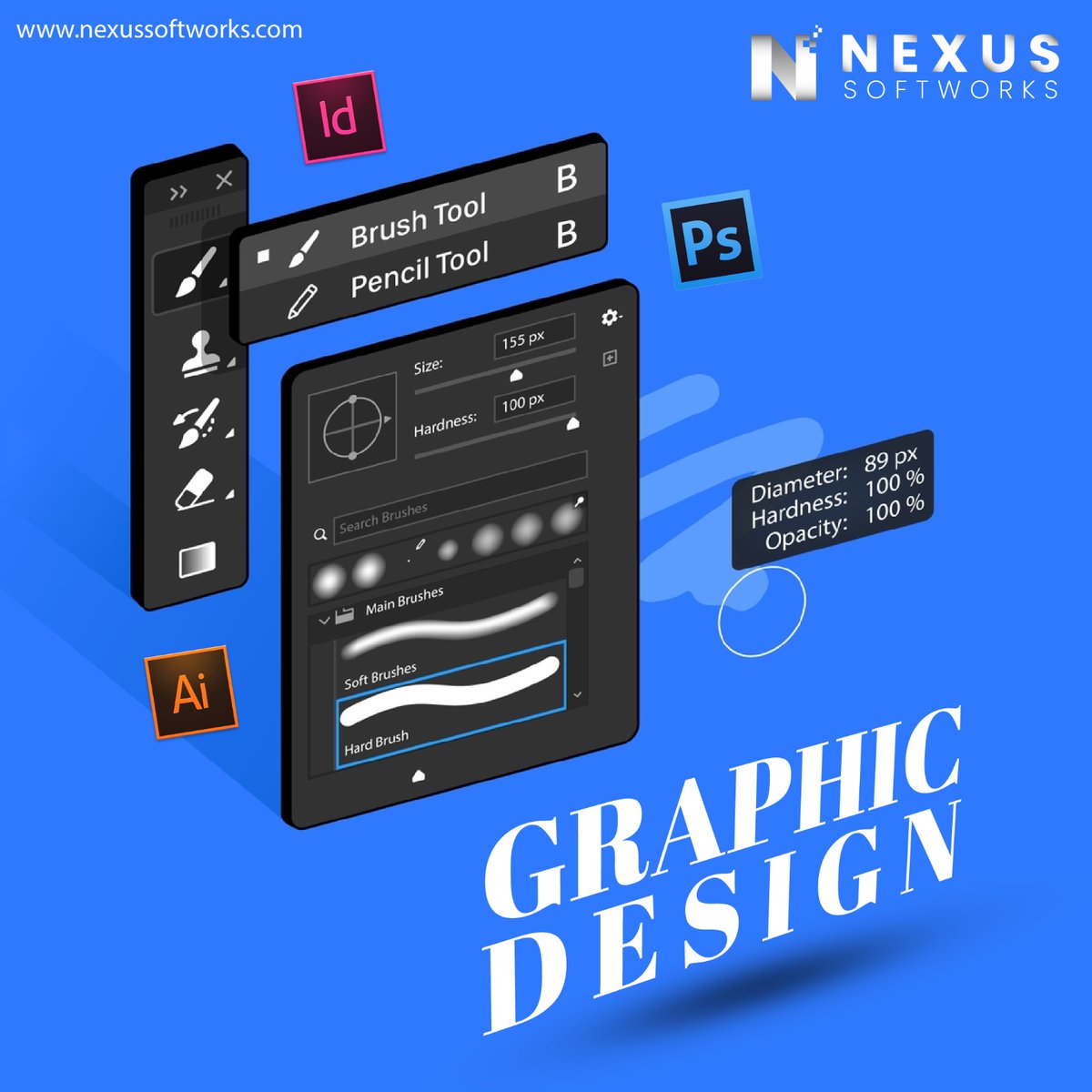 Graphic design entails creating visual content to effectively communicate ideas using colour, shape, text, and imagery in an educational and visually appealing manner. 
.
.
#nexussoftworks #designing #graphicdesigning #colour #creatingvisualcontent 🌈📝🎡🎨
