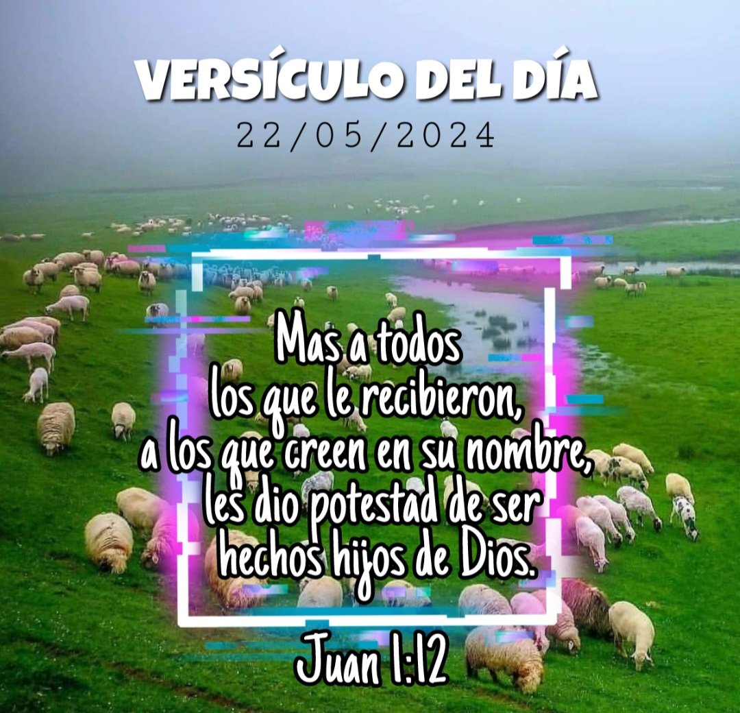 💖 ✨✨  ᐯᕮᖇSÍᑕᑌᒪO ᗪᕮᒪ ᗪÍᗩ ✨✨💖
Mas a todos los que le recibieron, a los que creen en su nombre, les dio potestad de ser hechos hijos de Dios.
📖  Juan 1:12
 #versiculodeldia #PalabradeDios #biblia