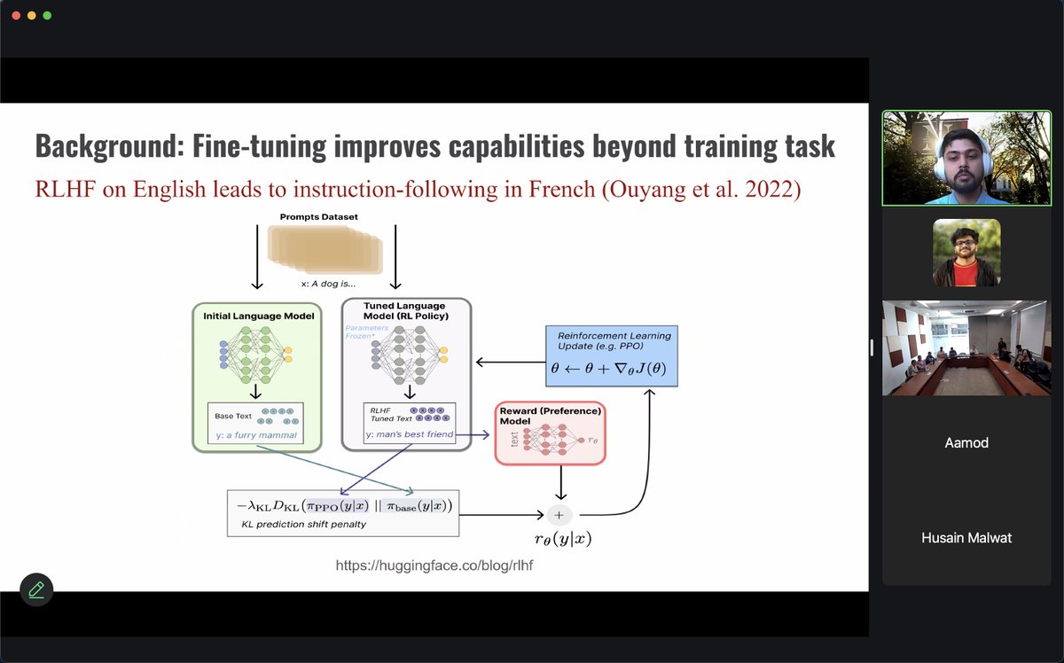 Thanks to Nikhil Prakash (@nikhil07prakash) for his insightful 'Mechanistic Interpretability' talk at our weekly reading group! ✨ 

Read more about his work: arxiv.org/abs/2402.14811🙌 

#AI #NLProc #LLMs @iitgn @cse_iitgn