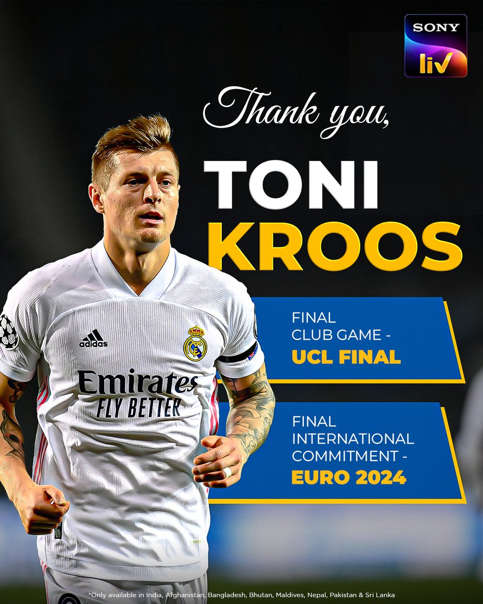 Toni Kroos bids Farewell 🥺 The veteran midfielder will hang his boots after #EURO2024! Here's cherishing an illustrious career 🫡 Watch him for the final time in club colours in the #UCLFinal & for Germany at Euro 2024, LIVE on #SonyLIV ❤️