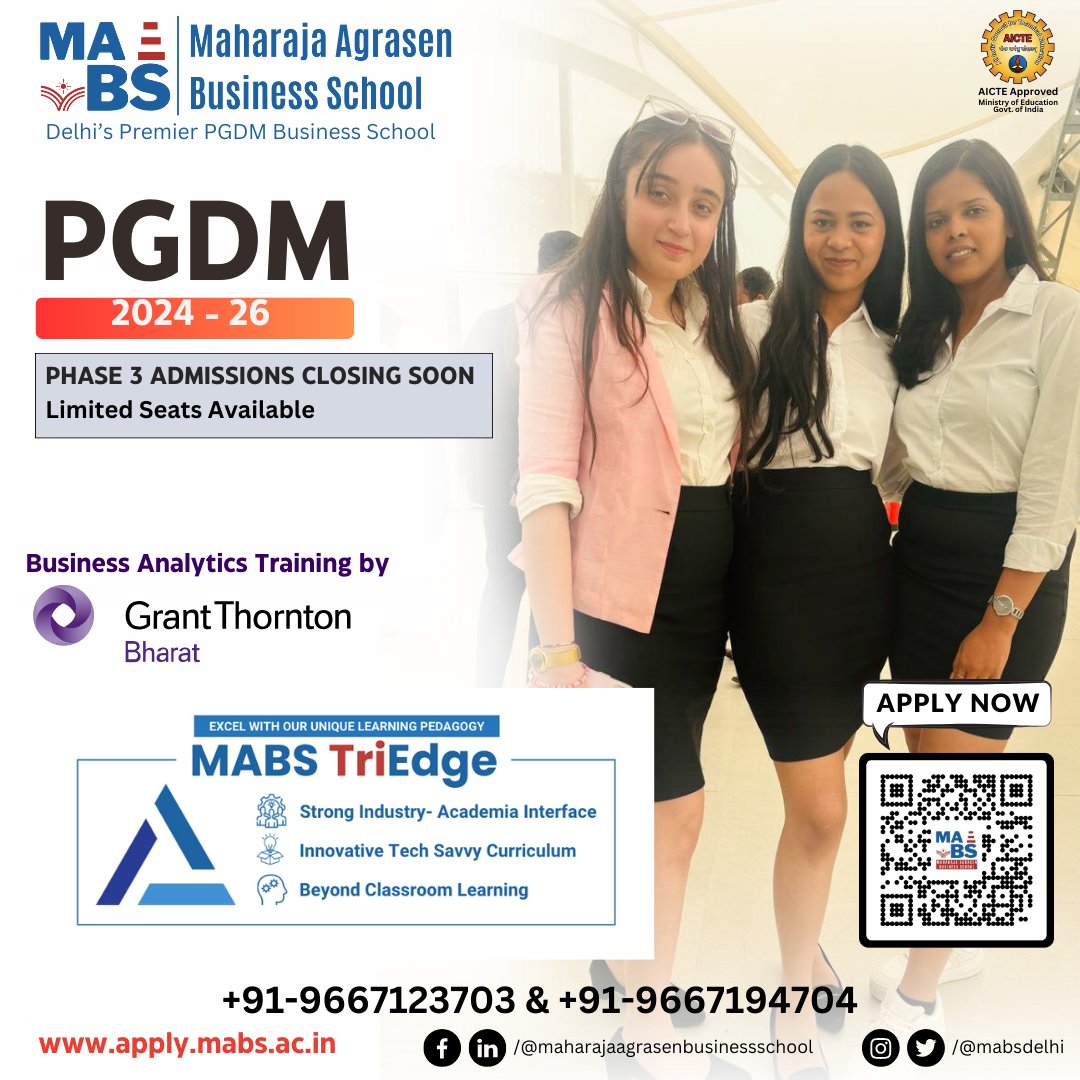 mabsdelhi's tweet photo. You still have a chance to join MABS. Hurry and apply for Phase 3 admissions. We are left with limited seats only! Click Here to apply Now: https://t.co/4VnwADHvcz

 #mabsdelhi #maharajaagrasenbusinessschool #PGDMAdmissions #PGDM #AdmissionsOpen #cat #mat2024 #cmat2024 #cat2024 https://t.co/rQ5yyt0aU3