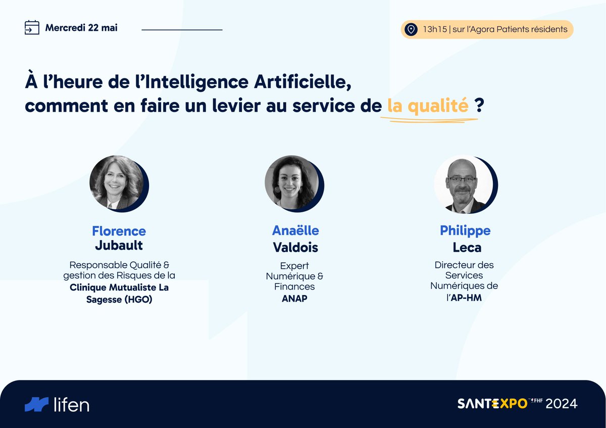 🎤 À l'heure de l'Intelligence Artificielle, comment en faire un levier au service de la qualité ? 
Retrouvez-nous sur l'Agora Patients Résidents dans 5 minutes !