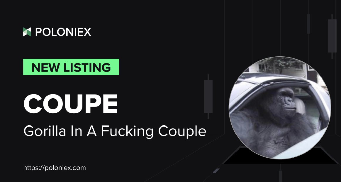 🚀 Poloniex New Listing $COUPE @GorillaCoupeSol ✅ Deposit open on May 22nd, 12:30 (UTC) ✅ Full trading enable on May 22nd, 13:30 (UTC) Details:support.poloniex.com/hc/en-us/artic…