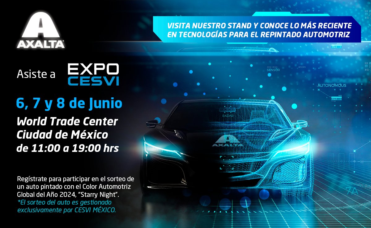 ¡Asiste a #ExpoCESVI2024! Regístrate y participa para ganar el auto que se sorteará en el evento. Te esperamos los días 6, 7 y 8 de junio en el WTC de la CDMX. ¡Allá nos vemos! Regístrate en: expocesvi.mx/registro

*El sorteo es gestionado exclusivamente por CESVI México.
