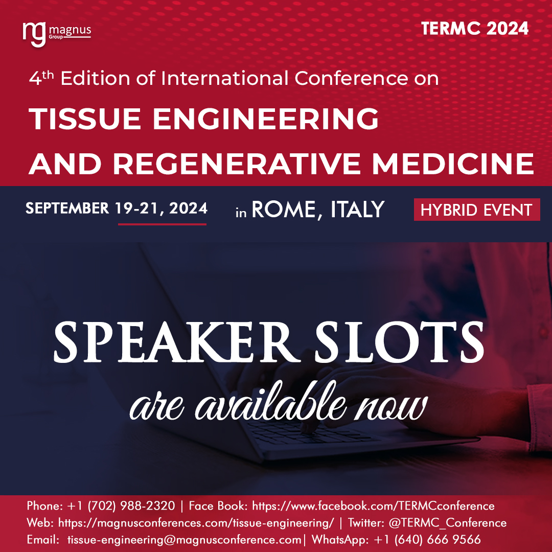 TERMCevent's tweet photo. Join us for the Tissue Engineering Conference 2024!
We're excited to announce that speaker slots are now OPEN! Are you a pioneer in tissue engineering with groundbreaking research to share?
Submit your abstract here: https://t.co/t1o8ZPDX5W
#tissueengineeringconferences https://t.co/93pXYx8CZE