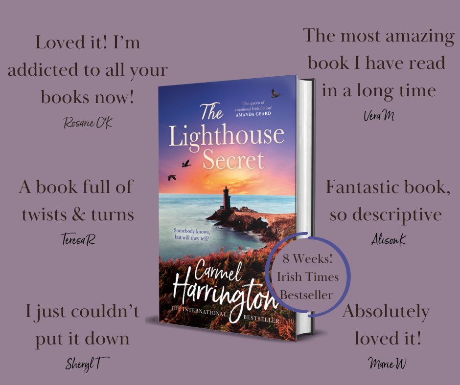 Readers! Thank you so much for sending #THELIGHTHOUSESECRET into its 8th WEEK AS AN #IRISHTIMESBESTSELLER! Seeing this book's reaction from my lovely readers, is wonderful. smarturl.it/TheLighthouseS…