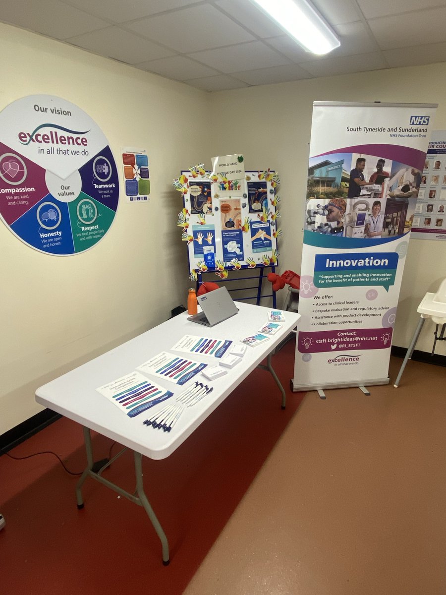 RI_STSFT's tweet photo. The Innovation Team are at Sunderland Royal Hospital restaurant Today  Wednesday 22 May, between 12 noon until 2pm.  This stand is so we can answer any questions about the Innovation grant competition, and chat around any ideas you would like to discuss 
#STSFT #STSFTInnovation https://t.co/2Q9londWzC