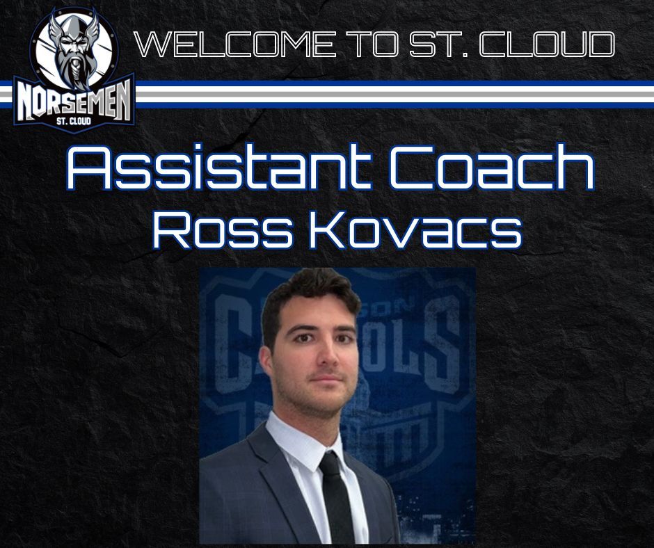 Welcome our Assistant Coach Ross Kovacs 'I'm very happy to be a part of the St Cloud Norsemen organization. Grateful for the opportunity to be an assistant coach for this team and looking forward to working with Coach Exter and the players this season!'