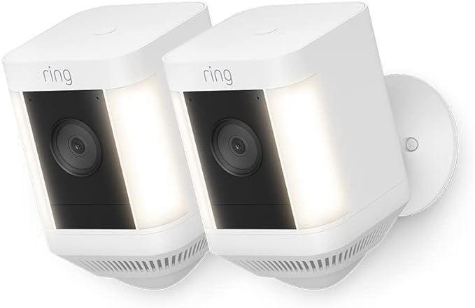 Ring Spotlight Cam Plus Battery | 1080P HD Video, Two-Way Talk, LED Spotlights, Siren CCTV System | 2 Cameras #wireless #outdoor #security #camera #system #available #product #dubailife #uae #business