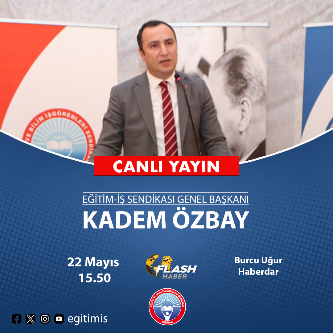 Genel Başkanımız Kadem Özbay, 🗓️ bugün (22 Mayıs Çarşamba) ⏲️ saat 15.50'de 📺 Flash Haber Tv'de yayınlanacak Haberdar programında gazeteci Burcu Uğur'un canlı yayın konuğu olacaktır. @kademozbay_ @flashhabertvcom @_BurcuUgur_