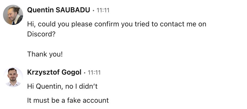 Be careful, founders and builders on @Stacks. It seems that many of us are being contacted (or have been contacted) by what I believe to be the people behind the @ALEXLabBTC hack. And I'm not the only one who thinks so. They pretend to be different people each time and seem to