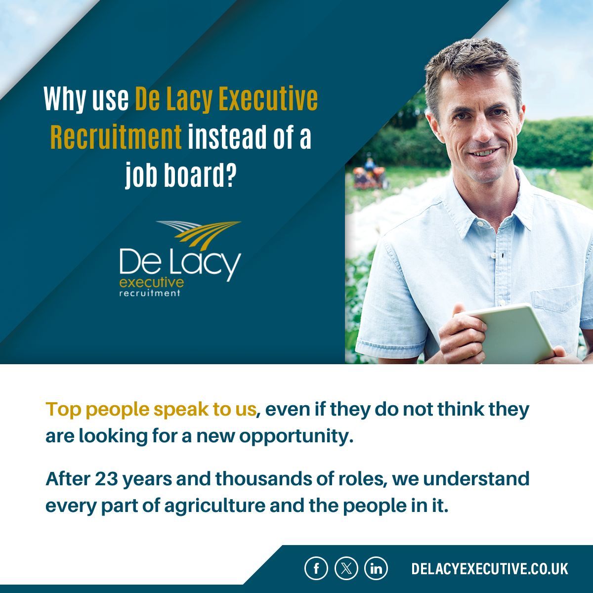 Why should you use De Lacy Executive #Recruitment instead of a job board?

Top people speak to us, even if they do not think they are looking for a new opportunity.

Let's talk:

✉️ admin@delacyexecutive.co.uk
📱 +44 (0)1885 483440
🔗 delacyexecutive.co.uk/employers

#UKJobs #UKAg #Jobs