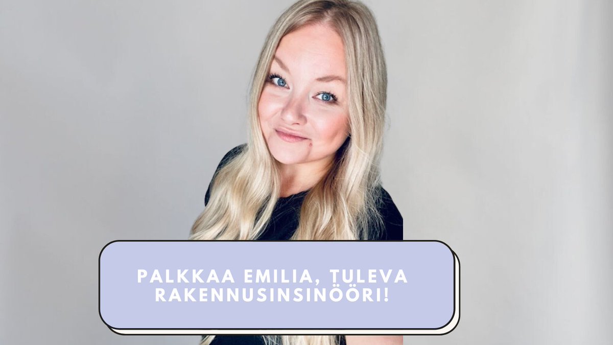 Palkkaa rakennusinsinööriksi opiskeleva työmaakoordinoinnin ammattilainen!🤩

Tänään meillä esittelyssä uravalmennukseen osallistuva Emilia Ahonen! Emilia on insinööriopiskelija ja asiakaspalvelun ammattilainen Järvenpäästä, ja hänellä on vahva kiinnostus rakennusalaa kohtaan.