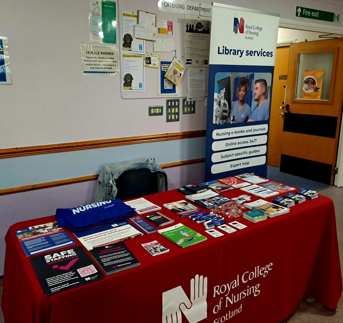 RCNLibraries's tweet photo. If you work at Borders General Hospital @NHSBorders, come & say hello today and find out how RCN Libraries can help you and more #rcnlibscot @RCNScot. I'll be based in the dining room until 2pm ๐ https://t.co/GafcHf6pTa
