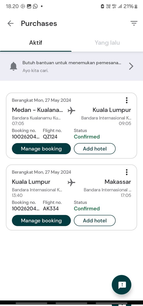 gretaolivia2's tweet photo. @airasia_indo @AVA_airasia Selamat sore, tolong dibantu, saya melakukan pemesanan tiker Airasia, namun saya mau melakukan cancellation karena suatu hal, tp dari chat bo airasia disampaikan bahwa saya tidak bisa melakukan pembatalan. Tolong dibantu untuk pembatalannya https://t.co/ZWZpWiCgWA