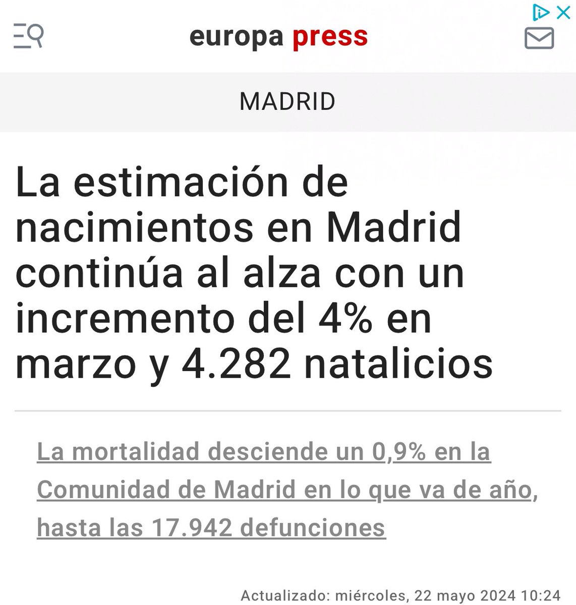El número de nacimientos sigue creciendo en Madrid, tendencia que se consolida y nos llena de alegría. Nuestro gobierno apuesta por la vida y la familia y por eso hemos puesto en marcha numerosos proyectos para revertir la tendencia negativa. Y funciona… Con 12.794 ilusiones