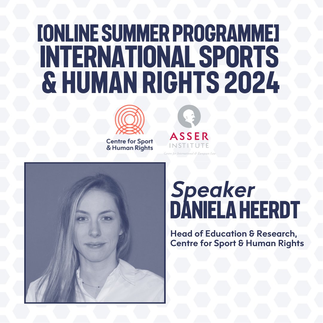 On Day 2 of the 3rd Edition of our Summer School, co-organised with @TMCAsser, the Centre's Head of Education & Research, @DanielaHeerdt, will present the case study '#HumanRights Due Diligence and the German Olympic #Sports Confederation' @DOSB | #TeamHumanRights