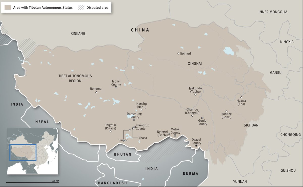 We commend @hrw for including a historical map of Tibet with original Tibetan village and city names, rejecting 🇨🇳's colonial names. China's aim is to erase Tibet's history & existence, transforming it into a Chinese province. China are desperate to hide Tibet's independent past.