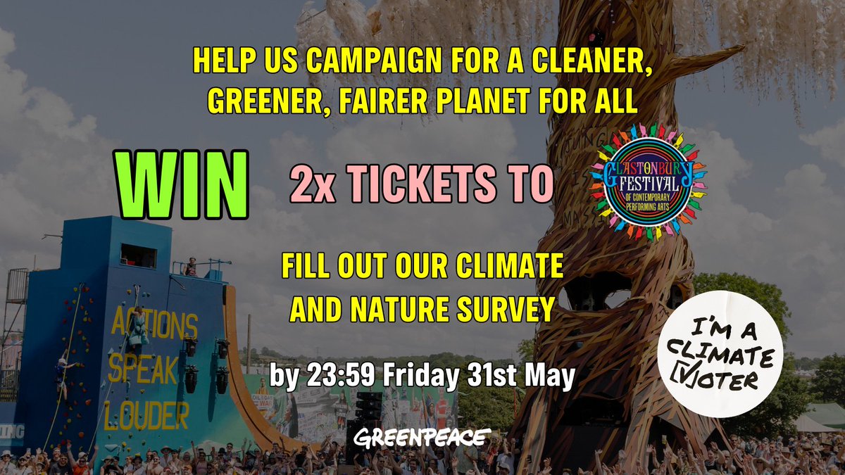 The Greenpeace Field @glastonbury is a VIBRANT hub that brings activism for social & climate justice to the forefront to support Greenpeace’s mission for a better future. 🌍 Help us campaign for a cleaner, greener and fairer planet for a chance to WIN! ➡️ act.gp/3Kc540N