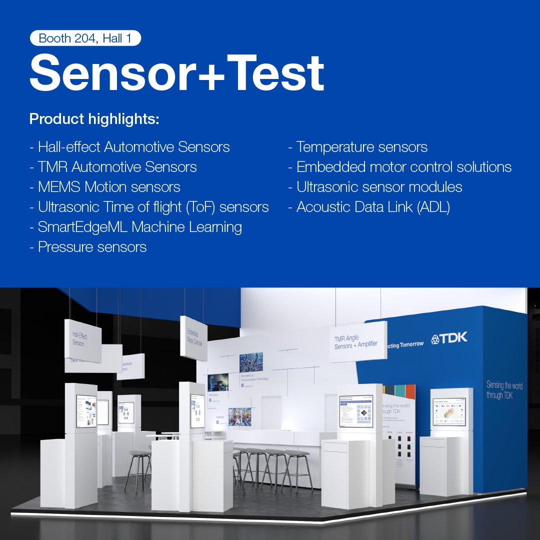 TDK_Corporation's tweet photo. ⭐We are proud to announce that #TDK will be showcasing its latest #passivecomponent and #sensor innovations at this year’s @pcimeurope and @sensorplustest.
🌎 Nuremberg, Germany
📅 June 11-13
📍PCIM: Booth 350, Hall 9
📍Sensor+Test: Booth 204, Hall 1
👉 https://t.co/wCQpTOBFdd https://t.co/P55jUb0SW2