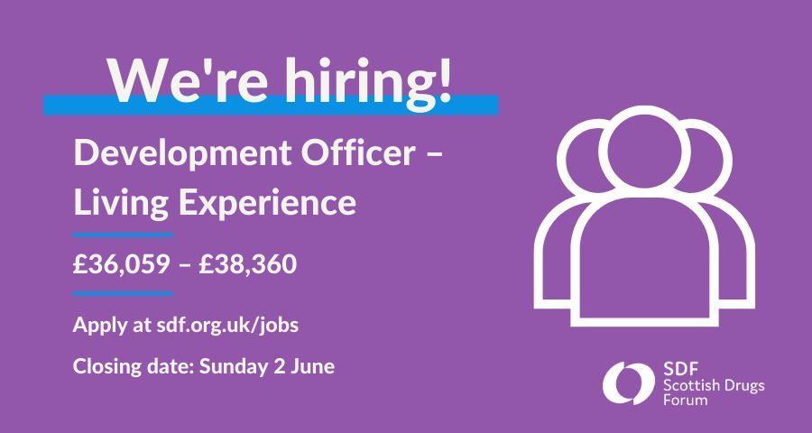 We are hiring a Development Officer - Living Experience! The focus of the role is to recruit, train, support & sustain local and regional networks of people with current living experience of problem drug use/being in treatment. Deadline: 2 June Apply at buff.ly/3kU9H3P