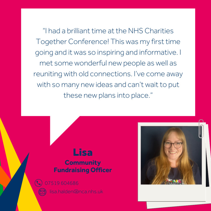 Our Community Fundraising Officer, Lisa, had a great time at the @NHSCharities Conference last week 💙 The conference is an opportunity to meet fellow members, exchange ideas and advice, and network! #NHSCharitiesTogether