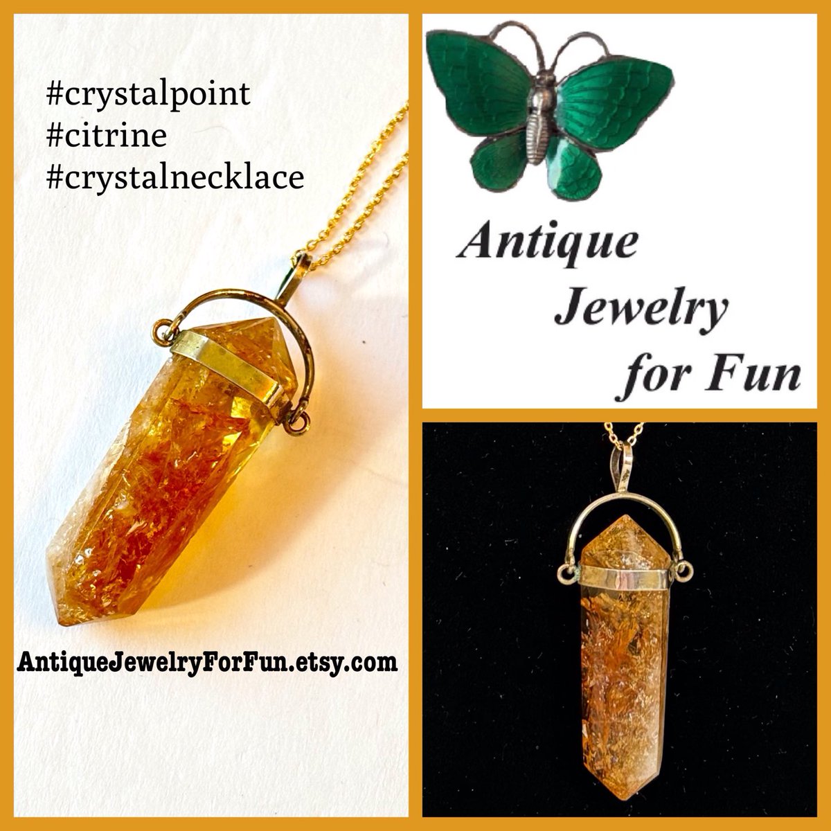 #antiquejewelryforfun #etsyshop #crystalpoint #citrine #crystalnecklace etsy.com/listing/171221…