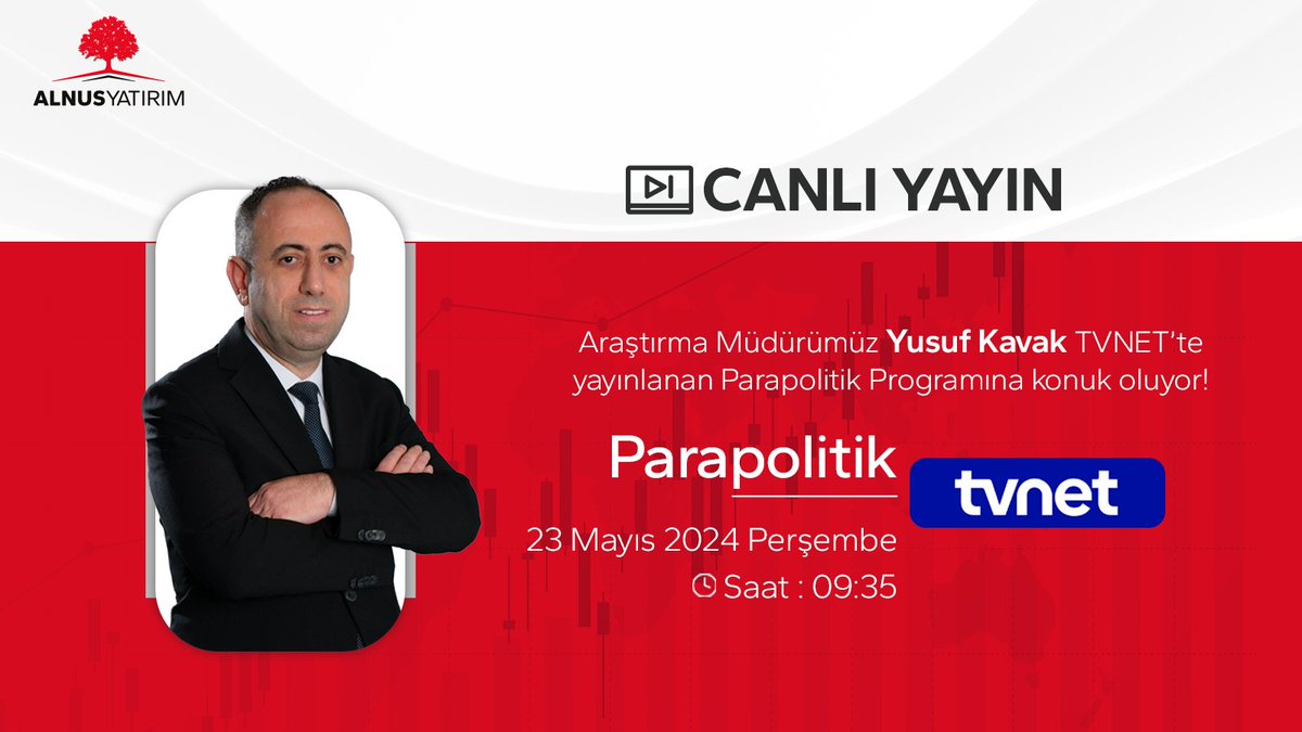 Araştırma Müdürümüz Yusuf Kavak TVNET'te, Parapolitik Programına konuk oluyor. 🗓️ 23.05.2024 🕑 09.35 #tvnet #parapolitik #alnusyatirim #borsa #yatırım #borsaistanbul #hisse