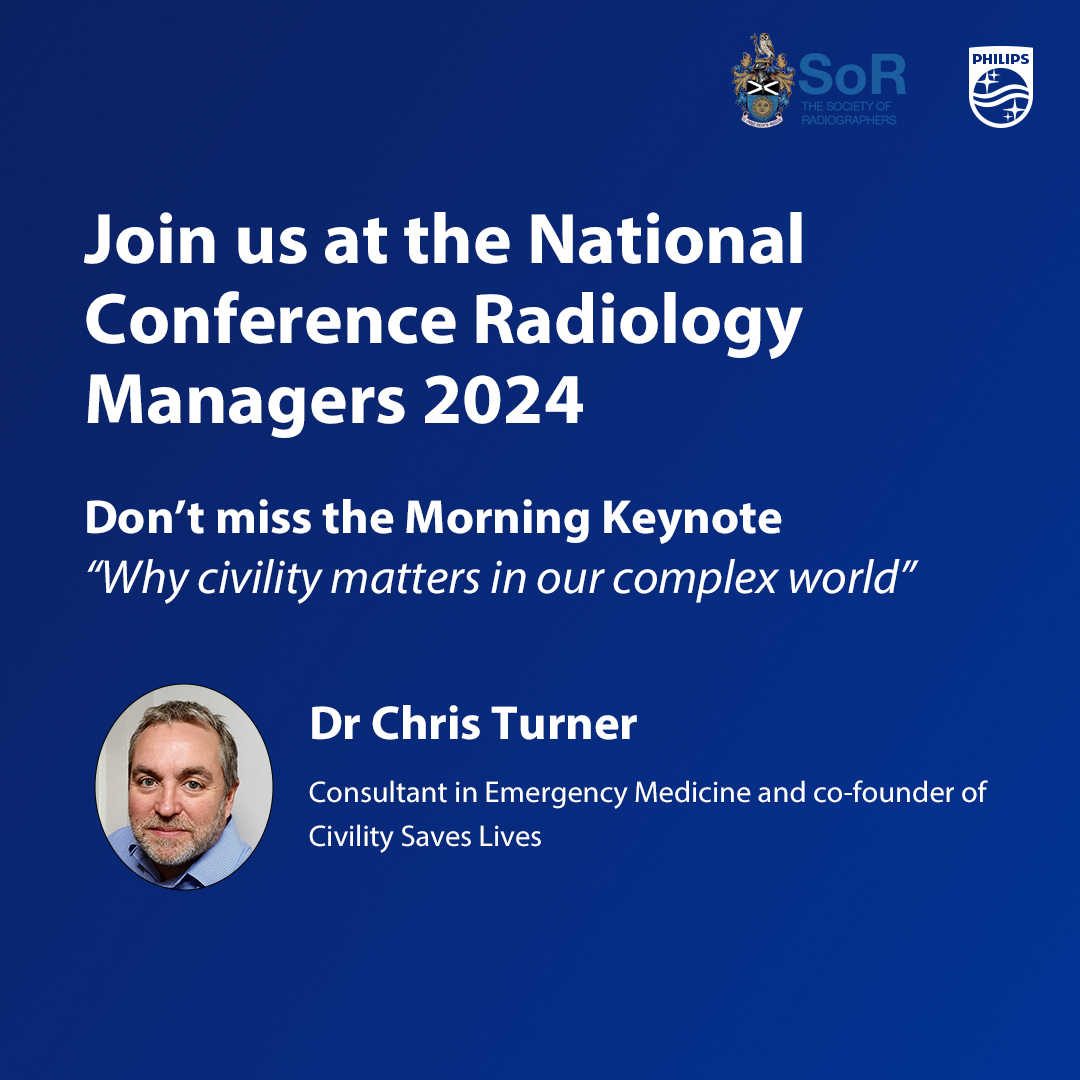 Dr Chris Turner, Consultant in Emergency Medicine & co-founder of @civilitysaves will be discussing 'Why civility matters in our complex world'. To learn more about the importance of civility within healthcare, be sure to join the session at #NCRM👉 ow.ly/3PpS50RQySb