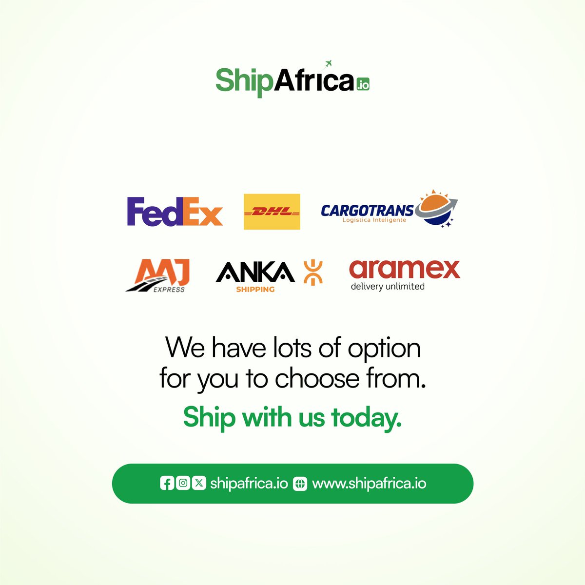 With our flexible rates and different courier options to choose from, you shouldn’t give in to shipping cost when you can ship with us.

Joining us newly? Enjoy 5% cashback on all international shipments until JUNE 3RD

Visit shipafrica.io to sign up.
#shipping #sme
