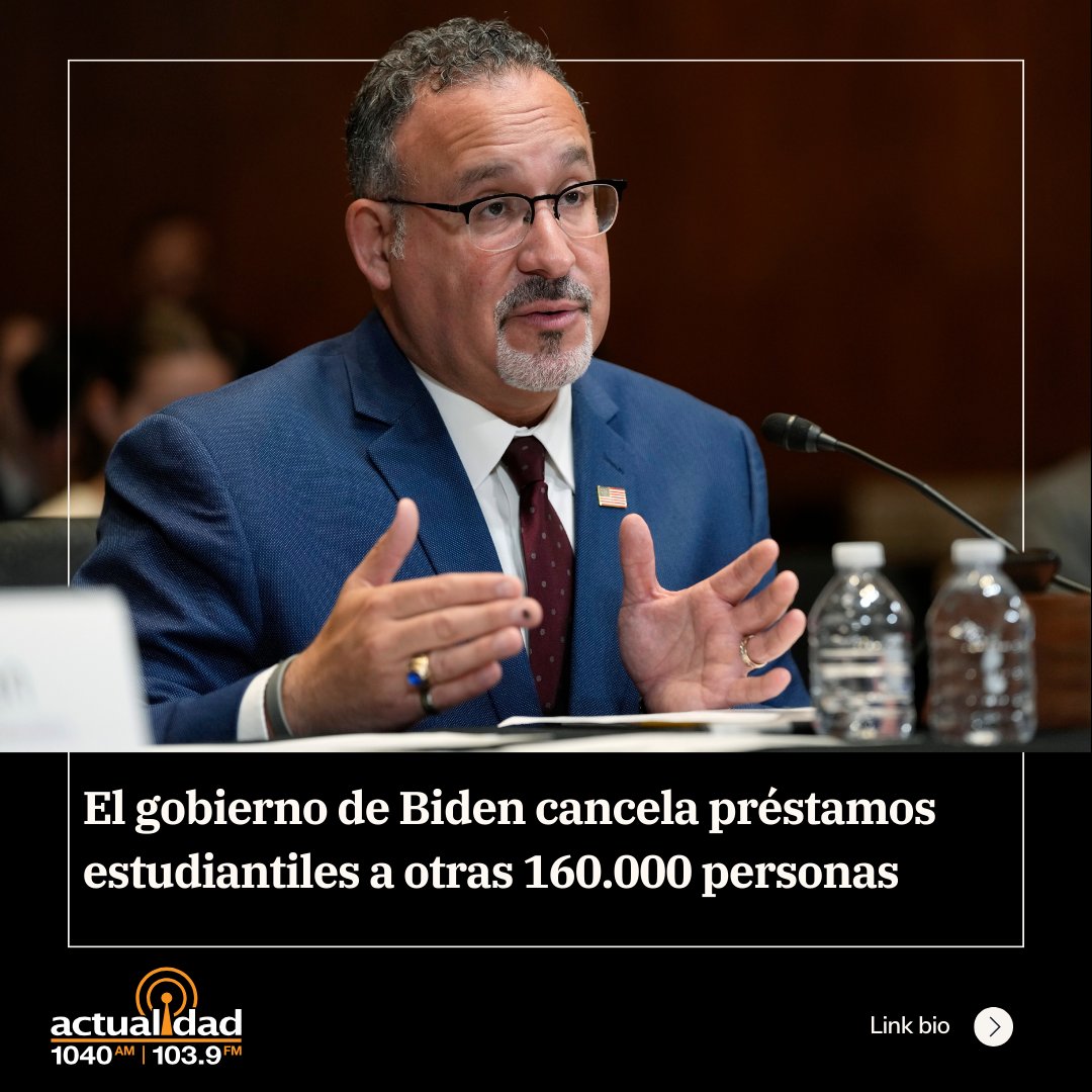 El gobierno de Biden cancela préstamos estudiantiles a otras 160.000 personas El Departamento de Educación anunció el miércoles la última ronda de cancelaciones y dijo que borraría 7.700 millones de dólares en préstamos estudiantiles federales actualidadradio.com/el-gobierno-de…