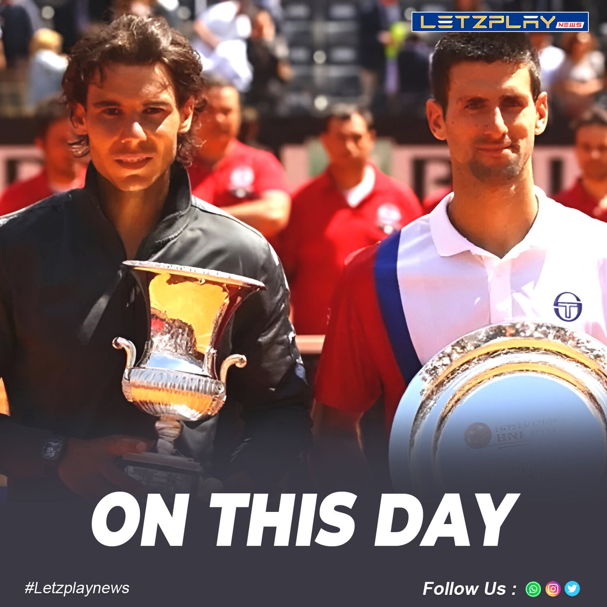 On this day in 2012, Rafael Nadal triumphed over Novak Djokovic to clinch the Italian Open title! 🔥🏆
--
.
--
.
--
#RafaelNadal #NovakDjokovic #ItalianOpen #Rome #Tennis #Champions #LegendaryMatch #SportsHistory #ATP