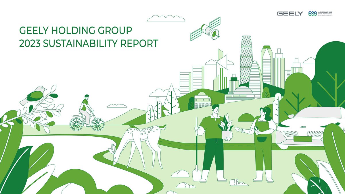 Geely Group 2023 Sustainability Report highlights: 
- New energy sales constituted 35% of the total, +51% YoY;
- 3 plants recognized as "Zero-Carbon Plants";
- Improved sustainability practices for partners and traceability of key raw materials.
Read more: bit.ly/3QUPZEw