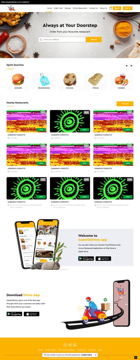 _venarixES_'s tweet photo. El grupo #CiberInteligenciaSV desconfigura 2 sitios web en #ElSalvador 🇸🇻, #Biggest (@biggestsv) es una cadena de restaurantes y #SuperDelivery, su app de entrega a domicilio...
#WebDefacement
#CyberAttack
Para mas ℹ️registrate gratis en #VenariX➡️ https://t.co/tdDLlG595A https://t.co/VnOiVNZDZk