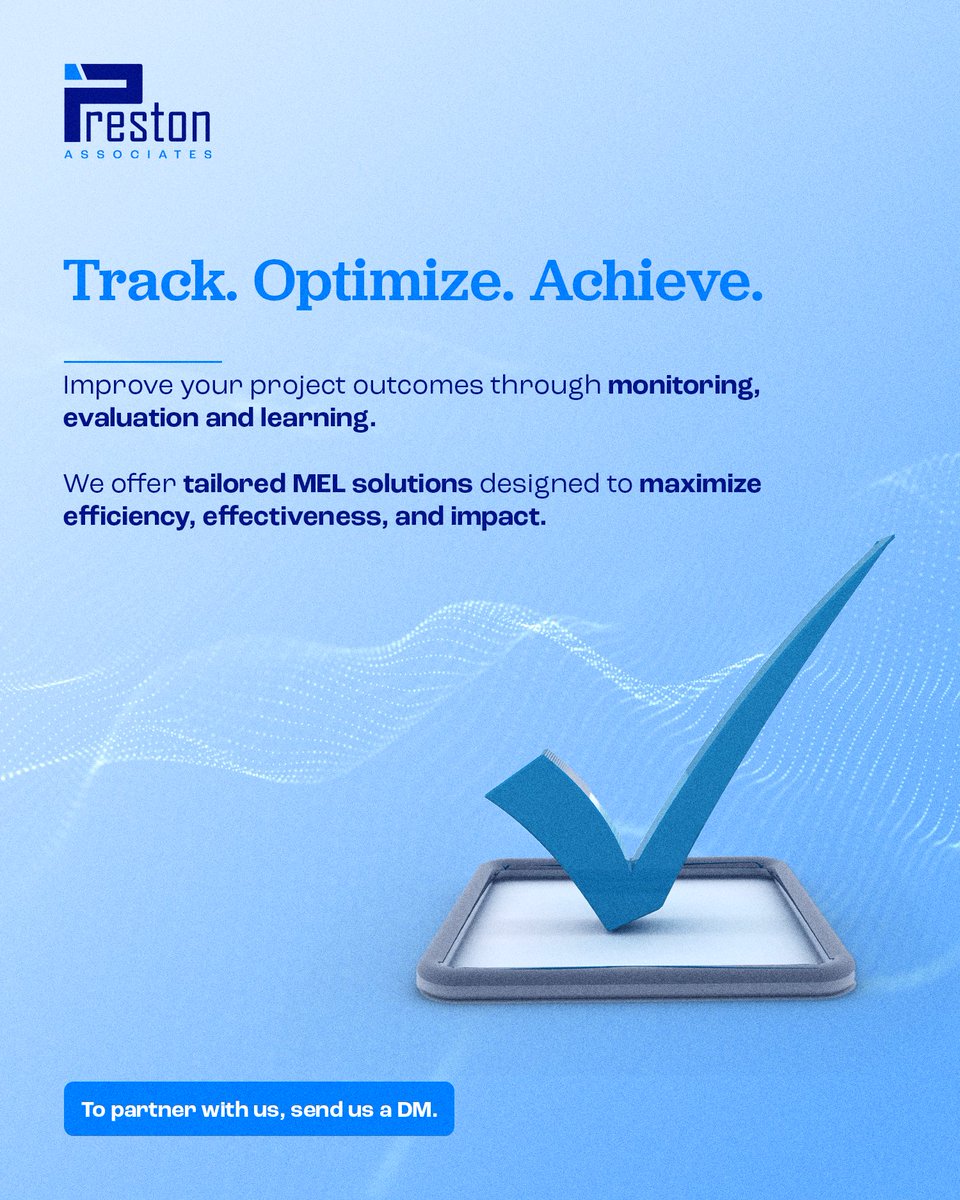 Are you looking for how to improve your project outcomes? Then, our specialized monitoring, evaluation, and learning (MEL) solutions are the right fit for you. Our tailored approach ensures maximum efficiency, effectiveness, and impact of your project or intervention. #MEL #dev