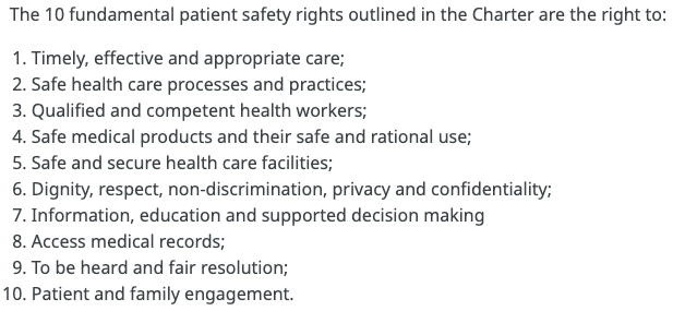 Have you read the #WHO #PatientSafety Rights Charter launched in April this year?

🔗iris.who.int/bitstream/hand…