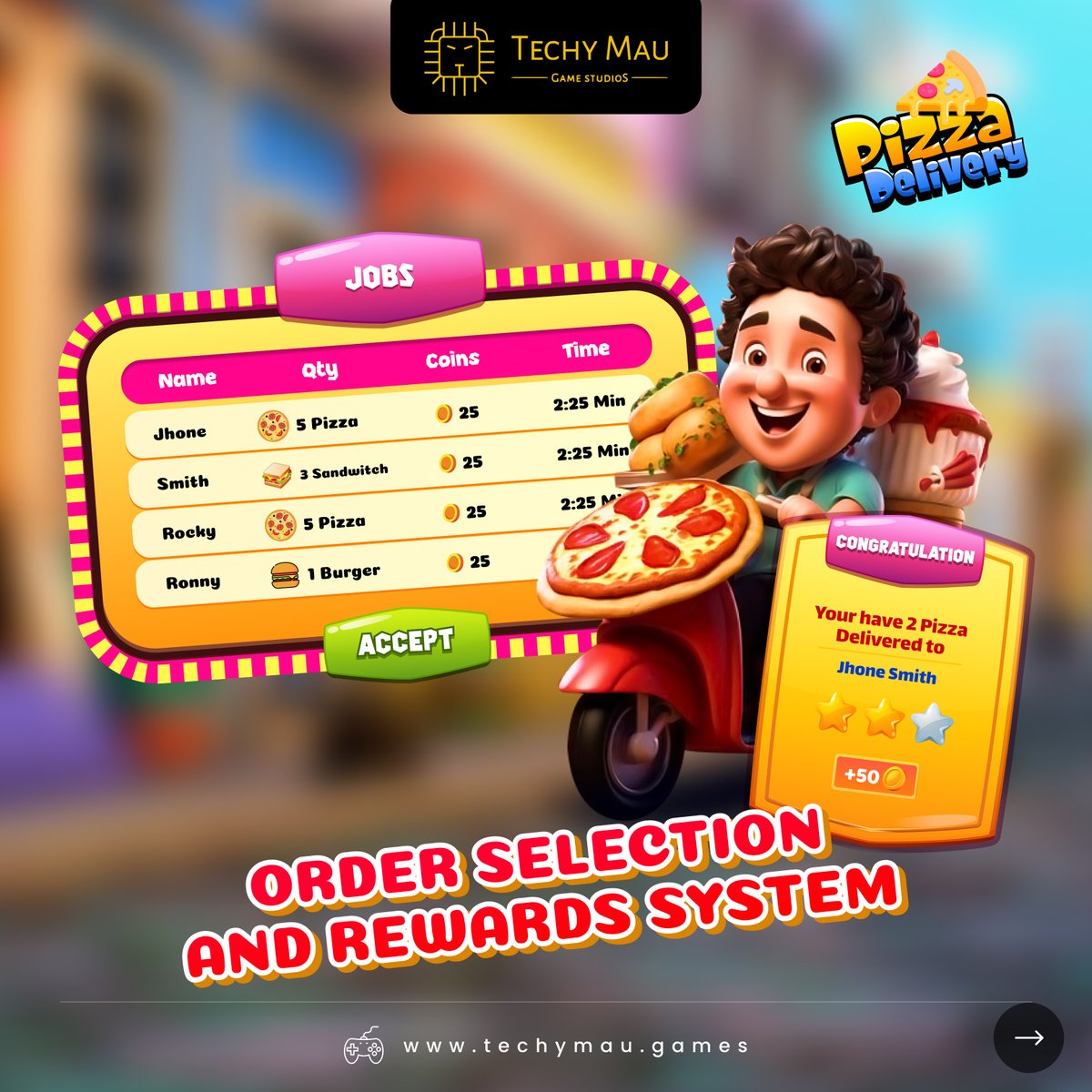 Techymaugame's tweet image. BTS of our upcoming &amp;amp; popular #2Darcadegame - &quot;Pizza Delivery&quot;!

Check out our #recentblog in which we highlighted new features and revealed some studio secrets, challenges, and creative processes that will bring this #game to devices soon!

Check out: bit.ly/3UJCXLi