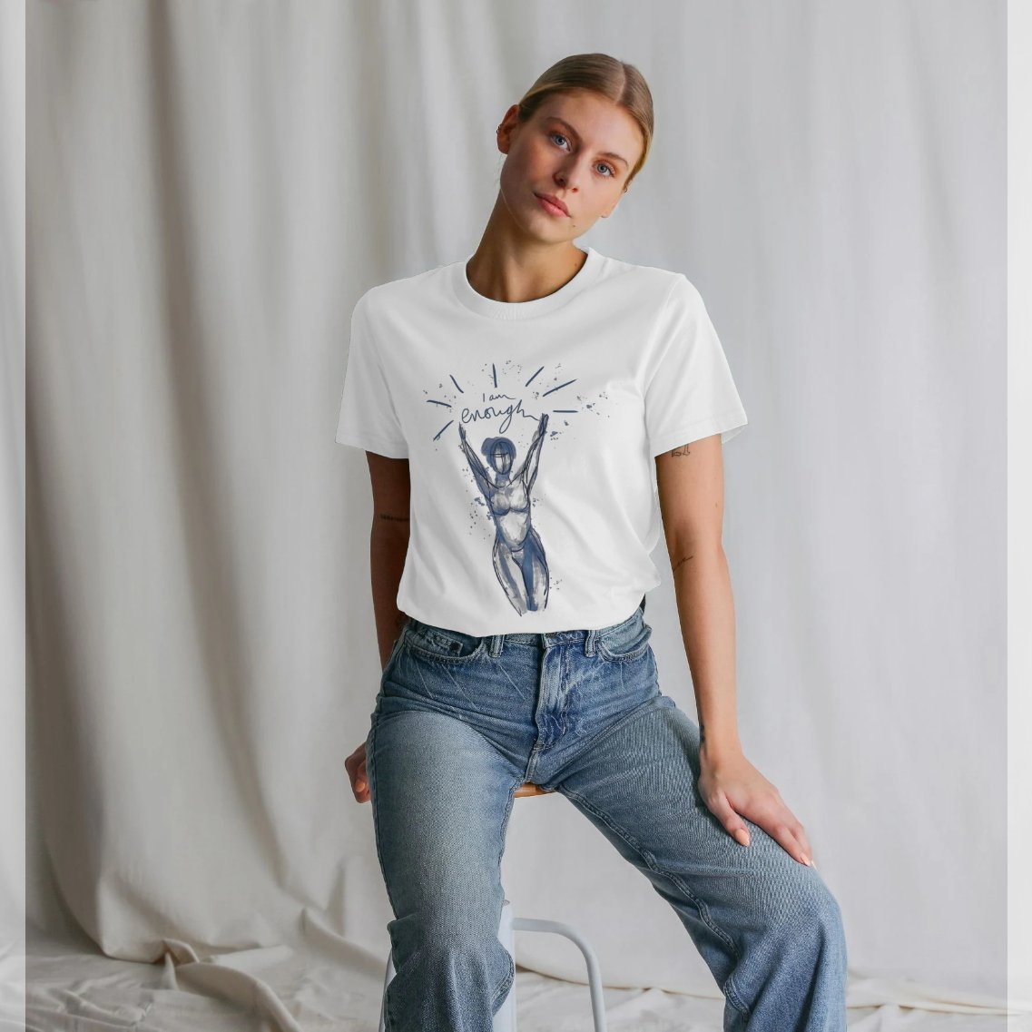 LibertyFeist's tweet photo. I AM ENOUGH... I think we all need a little help shouting this with 100% conviction, but darling, you really f*cking are!
A top probably isn't going to change your life, but you can, &amp; this can be a daily reminder/ declaration. Let me stand with you (in t-shirt form)

YOU GO GIRL https://t.co/hiDd7TO43J
