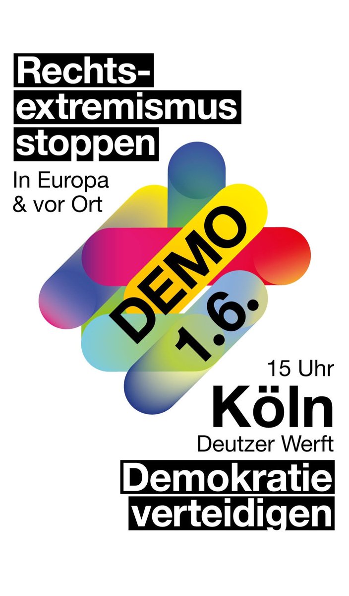 Rechtsextremismus stoppen.
Demo 
01.06.24
Köln
Deutzer Werft
Bitte RT.