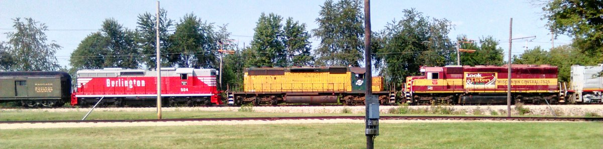 Illinois Railway Museum
• Union, IL  
• August 2018 
EMD Locomotives
• Santa Fe FP45 #92
• Wisconsin Central SD45 #7525
• CNW SD40-2 #6847
• Burlington SD24 #504