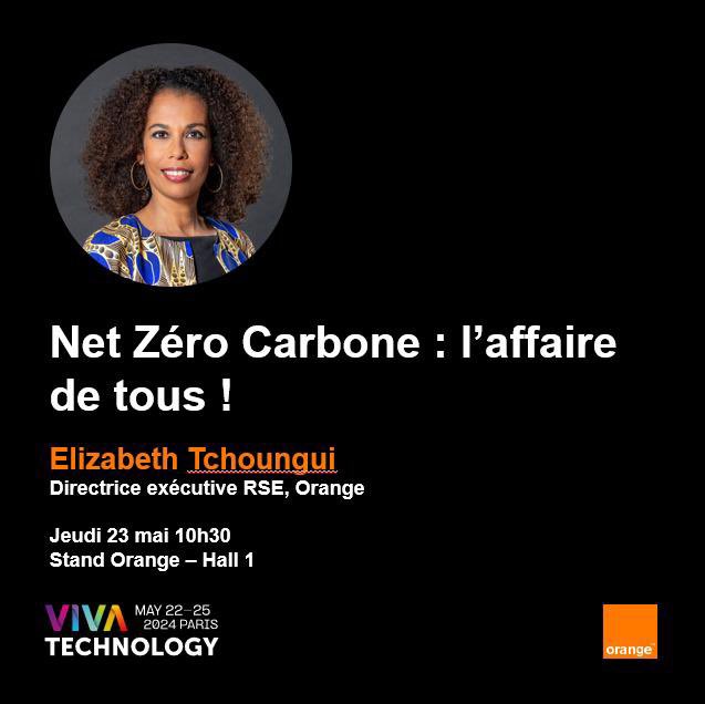 « Net zéro carbone : l’affaire de tous ! », rejoignez-moi demain à #VivaTech pour une conférence qui s’annonce passionnante.
➡️ Nous reviendrons sur les défis d’un numérique plus sobre en carbone et les engagements d’Orange en la matière.
🕥 RDV à 10h30, stand G12-G15, Hall 1